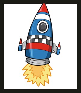 卡通火箭升空图