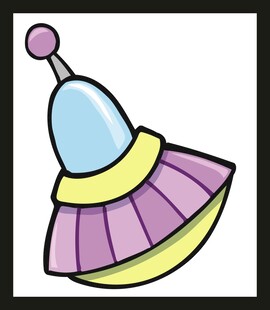 卡通风格的紫色飞碟