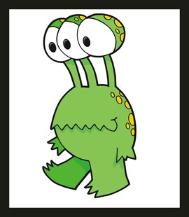 绿色大眼卡通怪物形象