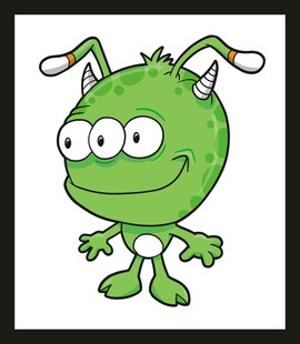 可爱绿色小怪物卡通形象