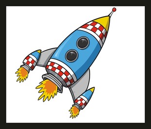 卡通火箭升空图