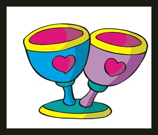 彩色爱心高脚杯插画