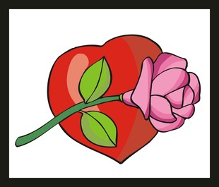 红心配粉玫瑰图案