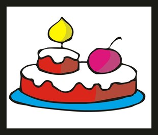 卡通风格生日蛋糕插画