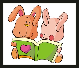 兔子情侣共读爱心之书