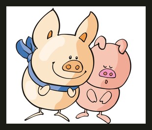 两只可爱小猪的温馨画面