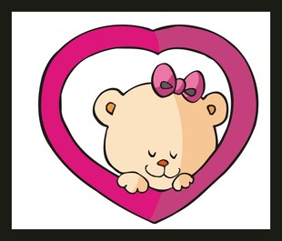 心形框里的可爱小熊