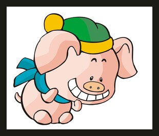 戴帽微笑的可爱小猪