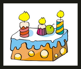 卡通风格生日蛋糕插画