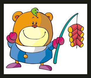 小熊手持糖葫芦开心模样