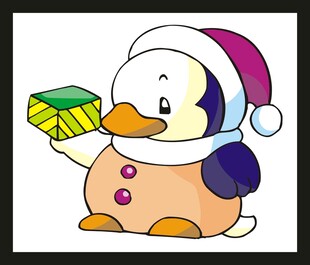 戴帽企鹅手持礼物