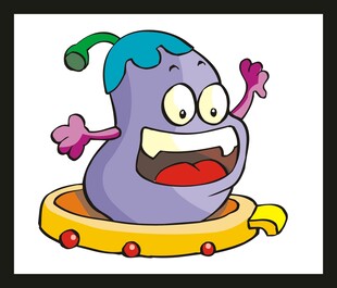 紫色茄子卡通角色玩蹦床