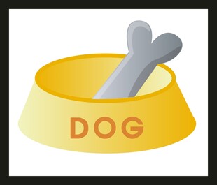 黄色狗碗中的骨头