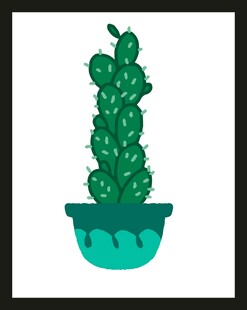 盆栽仙人掌插画