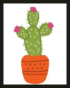 盆栽仙人掌插画