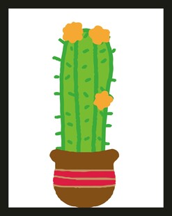 盆栽仙人掌插画