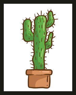 盆栽仙人掌插画