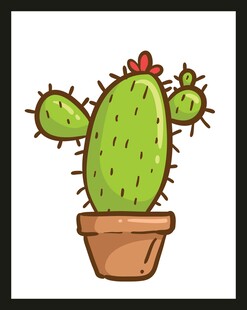卡通风格盆栽仙人掌插画
