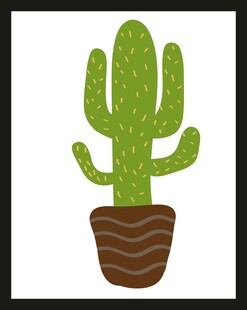 简约风格仙人掌盆栽插画