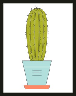 盆栽仙人掌插画