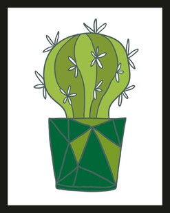 几何风盆栽仙人掌插画