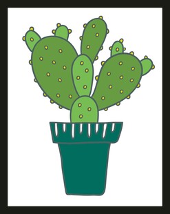 绿色仙人掌插画盆栽