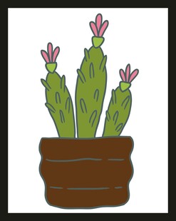 盆栽仙人掌插画