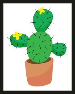 盆栽仙人掌插画