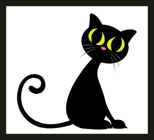 黑猫俏皮坐姿插画