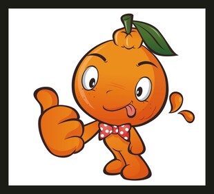 可爱橙子卡通形象竖大拇指