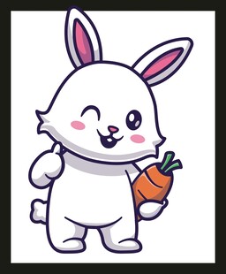 可爱白兔手持胡萝卜