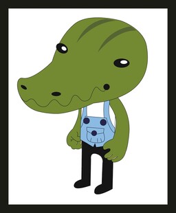 卡通鳄鱼形象怀抱小熊