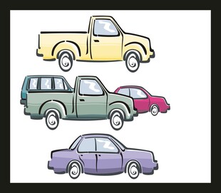 多彩卡通风格汽车集合