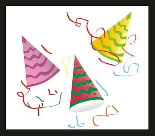 彩色派对帽与装饰彩带