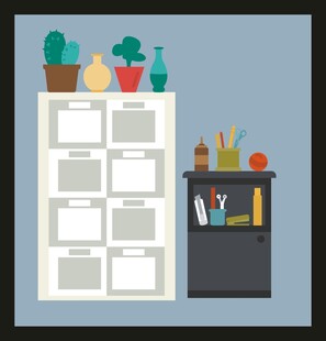 室内置物架与绿植布置