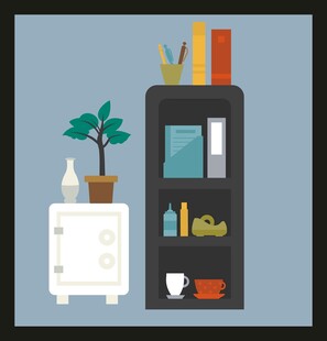 简约室内书架与电器布置