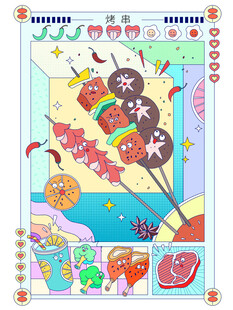 卡通风格美食插画图片
