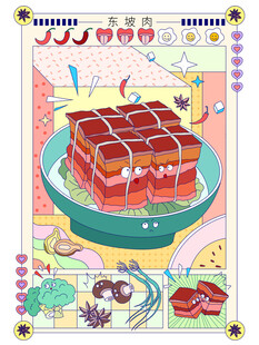 卡通风格美食插画图片