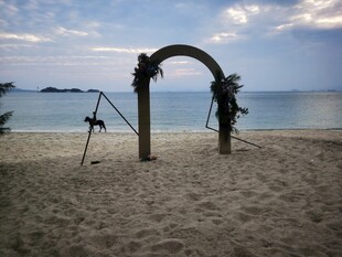 海边沙滩上的浪漫拱门