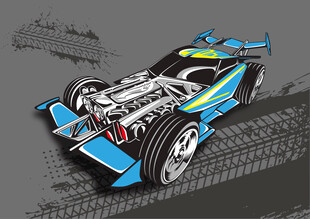 蓝色炫酷赛车模型展示