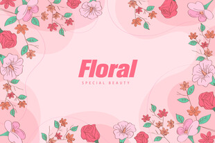 粉色花卉边框背景图