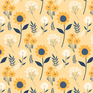 黄色花卉图案背景纹理