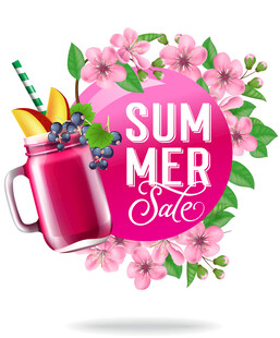 夏日缤纷饮品与烂漫花朵