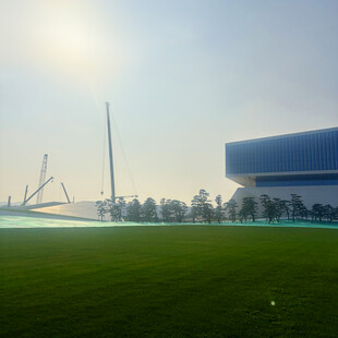 户外开阔绿地与现代建筑