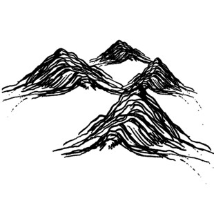 手绘线条勾勒的连绵山峰