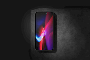 黑色背景下的绚丽手机样机模板