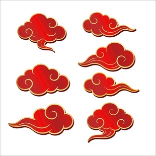 中式红色祥云图案集合
