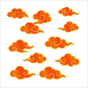 中式传统橙色祥云图案