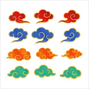 多彩中式传统祥云图案