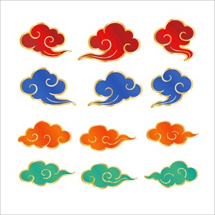 多彩中式祥云图案集合